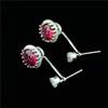 1 Pair Platinum Plated Copper Red Cubic Zircon Crystal Wedding Ear Stud Earrings Women Jewelry view 3
