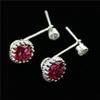 1 Pair Platinum Plated Copper Red Cubic Zircon Crystal Wedding Ear Stud Earrings Women Jewelry view 4
