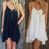Ambrelia Womens Sexy Halter Dress V Neck Crochet Lace Mini Dress Irregular Hem view 4