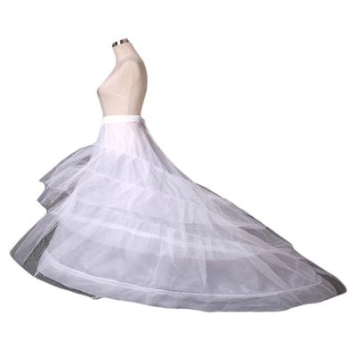 AliceHouse Women's 2-Hoop 3-Layer A-line Wedding Petticoat Train Underskirt 9021 White