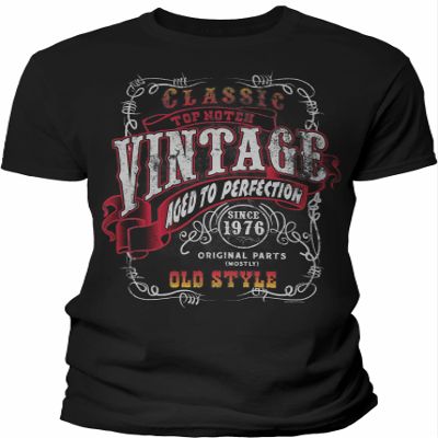 50th Birthday Gift Shirt for Men - Vintage 1976 Aged to Perfection - Sturgis - Black-001-4X