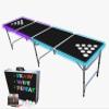 PartyPong 8-Foot Black Dry Erase Beer Pong Table w/Cup Holes, LED Glow Lights, Erasable Markers & Pong Balls view 1