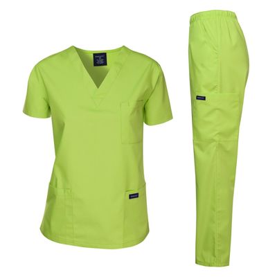 Dagacci Medical Uniform Womens Medical Scrub Set Shirt Top and Pant, Apple Green, XX-Large