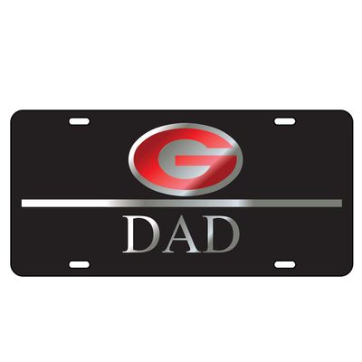 Craftique University of Georgia License Plates (04001) (04005) (04007) (04009) (04013) (04049) (04051) (04053) (Black Acrylic with Red Mirror/Mirror Acrylic Logo (04180))
