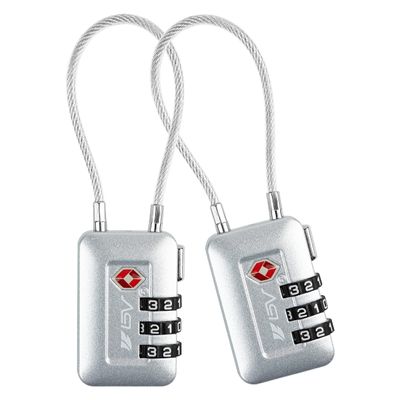 TSA Accepted Luggage Travel Lock, Set-Your-Own Combination Lock for School Gym Locker, Luggage Suitcase Baggage Locks, Filing Cabinets, Toolbox, Case (Silver, 2 Pack)