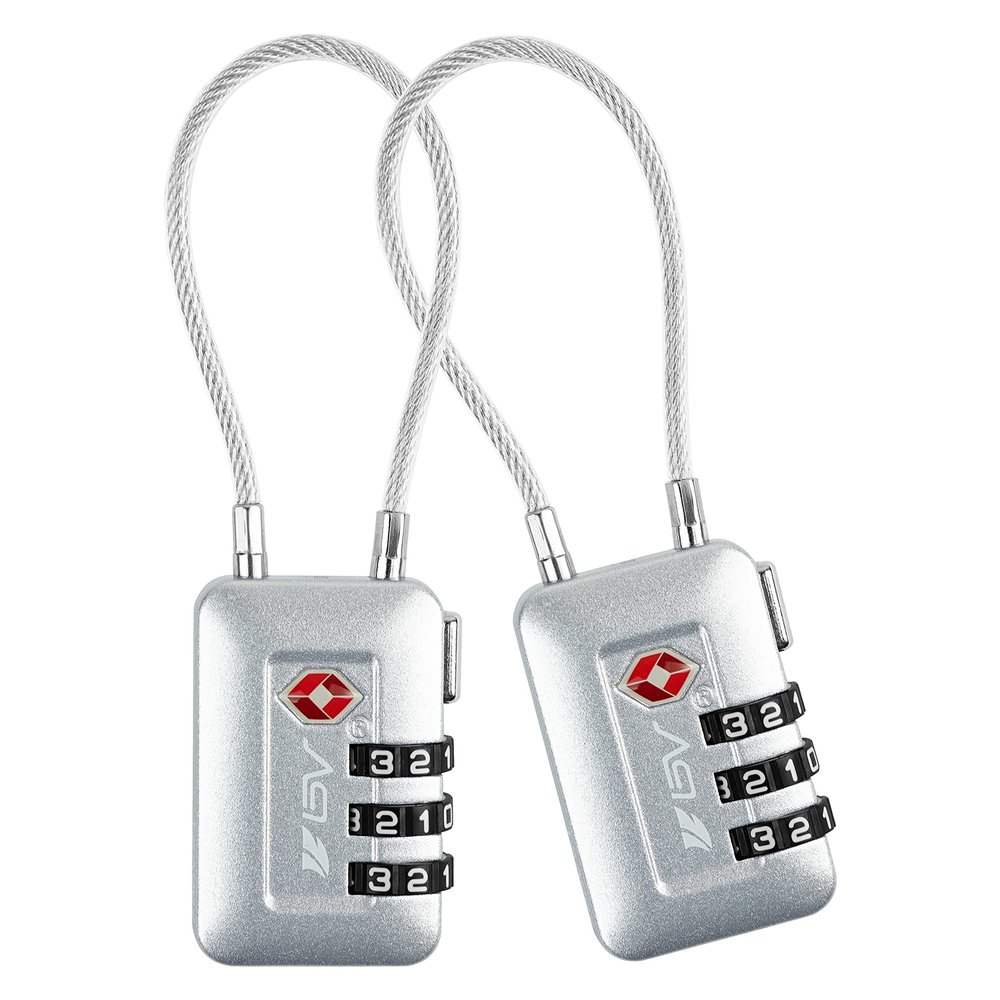 TSA Accepted Luggage Travel Lock, Set-Your-Own Combination Lock for School Gym Locker, Luggage Suitcase Baggage Locks, Filing Cabinets, Toolbox, Case (Silver, 2 Pack)