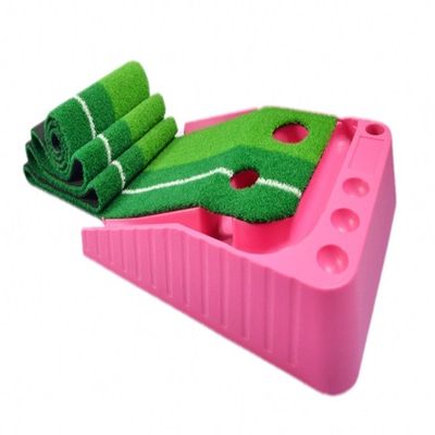 Free2mys Indoor Ball Auto Return Golf Training Putting Green + Club + Balls (Pink, 2.5 Meters)