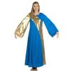 Danzcue Womens Asymmetrical Bell Sleeve Dance Dress, Bright Royal-Gold, XL view 2