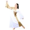 Danzcue Womens Asymmetrical Bell Sleeve Dance Dress, White-Gold, XL view 2