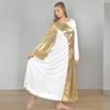 Danzcue Womens Asymmetrical Bell Sleeve Dance Dress, White-Gold, XL view 3