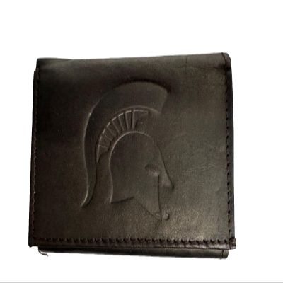NCAA Michigan State Spartans Tri-Fold Leather Wallet, Brown