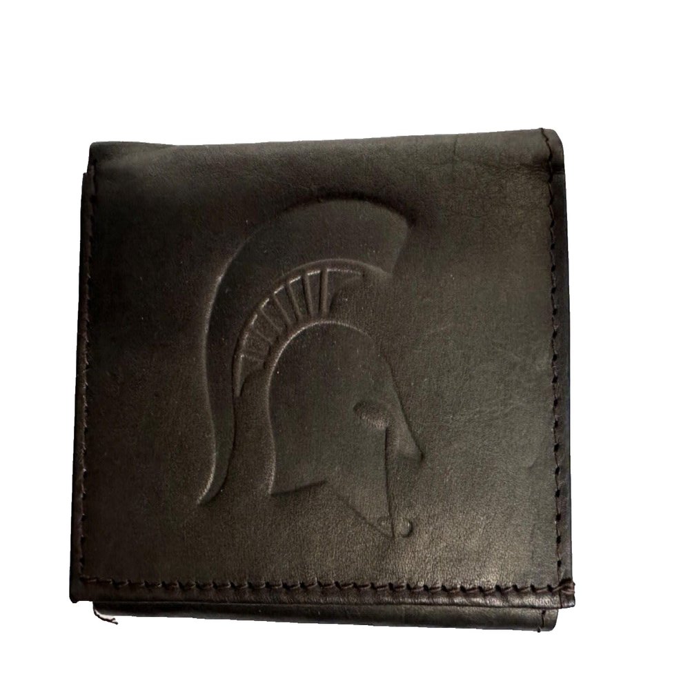 NCAA Michigan State Spartans Tri-Fold Leather Wallet, Brown