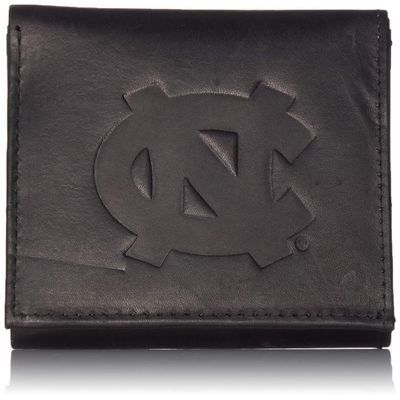NCAA North Carolina Tar Heels Tri-Fold Leather Wallet, Black