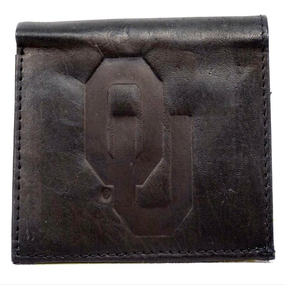 NCAA Oklahoma Sooners Tri-Fold Leather Wallet, Black