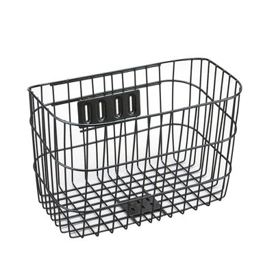 Sentan Industry SSK-C430 Bicycle Front Basket with Bottom Rail Wire with Mounting Bracket, Black Metal