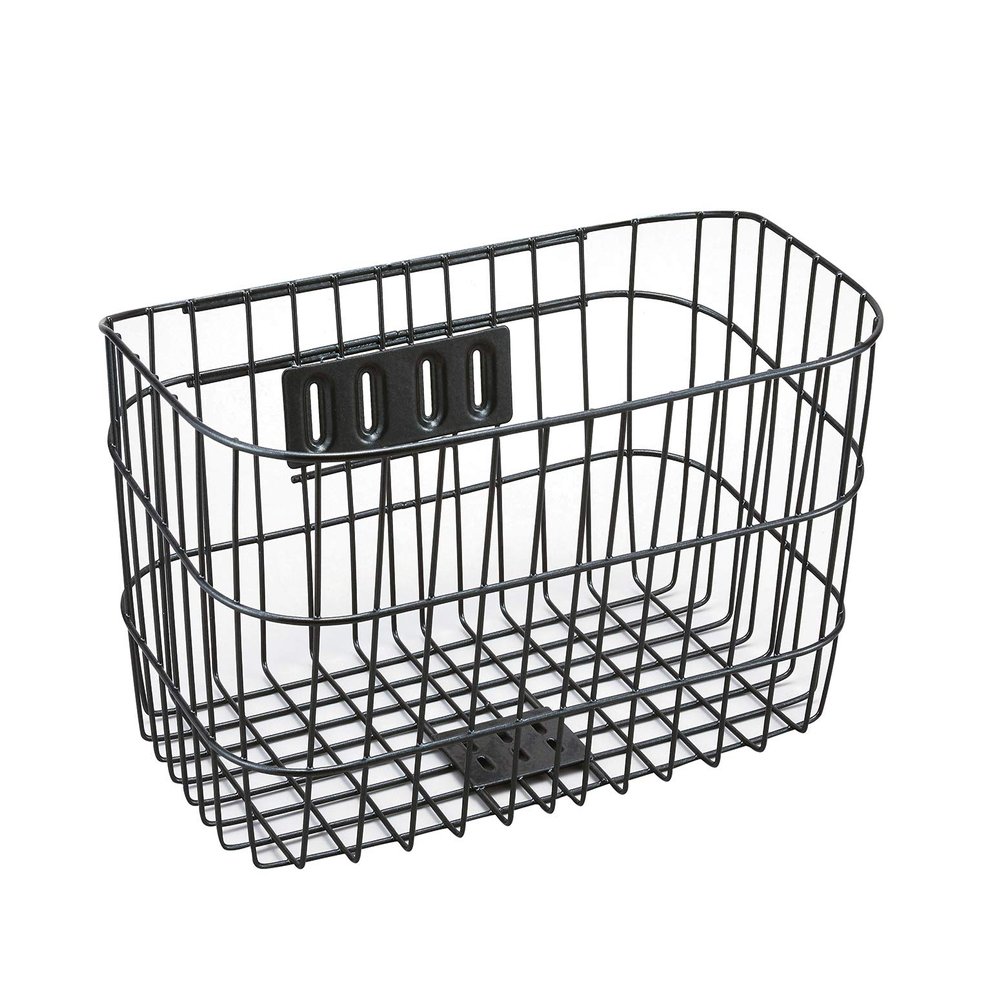 Sentan Industry SSK-C430 Bicycle Front Basket with Bottom Rail Wire with Mounting Bracket, Black Metal