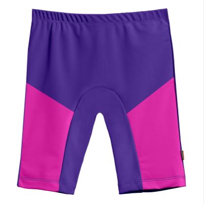 Made in USA Big Boys and Girls SPF50+ Swim Jammer Swimming Shorts Swim Bottoms Briefs with Sun Protection SPF for Beach Pool or Play, Purple w/Hot Pink, 14