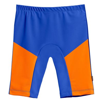 Made in USA Baby Boys and Girls SPF50+ Swim Jammer Swimming Shorts Swim Bottoms Briefs with Sun Protection SPF for Beach Pool or Play, Royal w/Orange, 12/18m