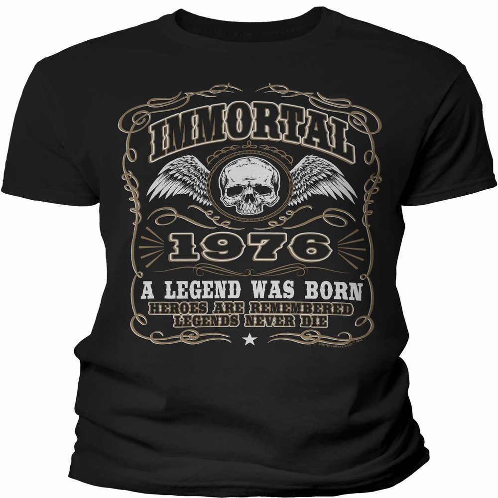 1976 Birthday Shirt for Men - Immortal 1976 A Legend was Born - 50th Birthday Gift - F/Black-001-4X