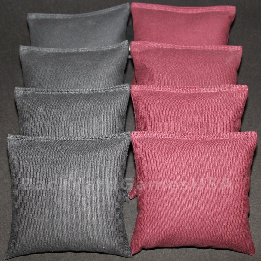 8 All Weather Waterproof Cornhole Bags Pick Your 2 Colors Resin Fill 23 (Black/Maroon)