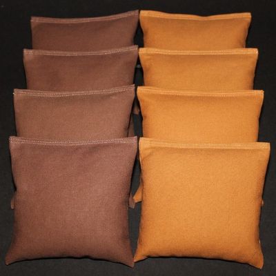 BackYardGamesUSA 8 All Weather Waterproof Cornhole Bags Pick Your 2 Colors Resin Fill 23 (Brown/Khaki)