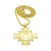 NYFASHION101 Polished Saint Benedit Medal Cross Pendant w/Gold-Tone Necklace - 2mm 24" Rope Chain view 1
