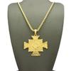 NYFASHION101 Polished Saint Benedit Medal Cross Pendant w/Gold-Tone Necklace - 2mm 24" Rope Chain view 2