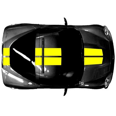 9" Double Center with Hood tapper vinyl Racing Stripes (Fits all Chevy Corvette's & most any car.) - Yellow