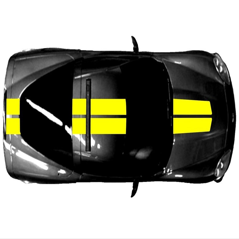 9" Double Center with Hood tapper vinyl Racing Stripes (Fits all Chevy Corvette's & most any car.) - Yellow