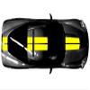 9" Double Center with Hood tapper vinyl Racing Stripes (Fits all Chevy Corvette's & most any car.) - Yellow view 1