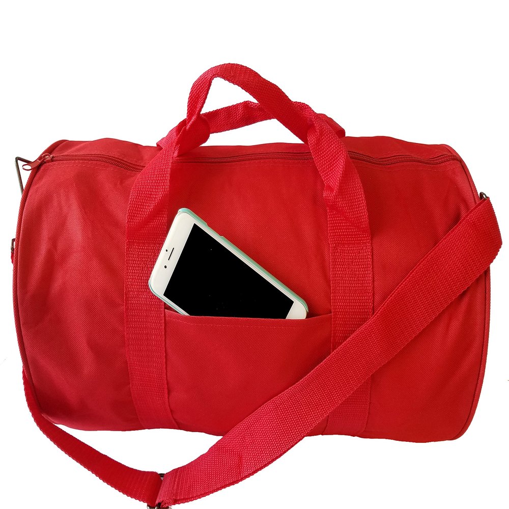 ImpecGear Round Duffel Team Sports Equipment Bags, Travel Gym Fitness Bag. (Red) Small, Medium
