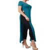 NE PEOPLE Womens Classic Short Sleeve Split Slit Maxi Dress-Teal-M view 2