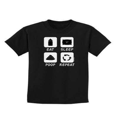 TOOLOUD Eat Sleep Poop Repeat Childrens Dark T-Shirt - Black - Small