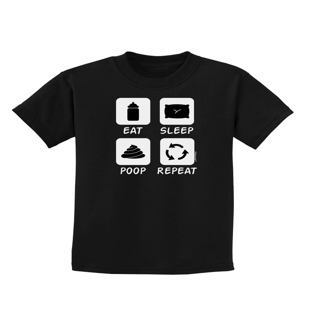 TOOLOUD Eat Sleep Poop Repeat Childrens Dark T-Shirt - Black - Small