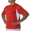 A4 Cooling Performance Color Blocked Shorts Sleeve Crew Shirt (N3181) Scarlet/White, M view 1