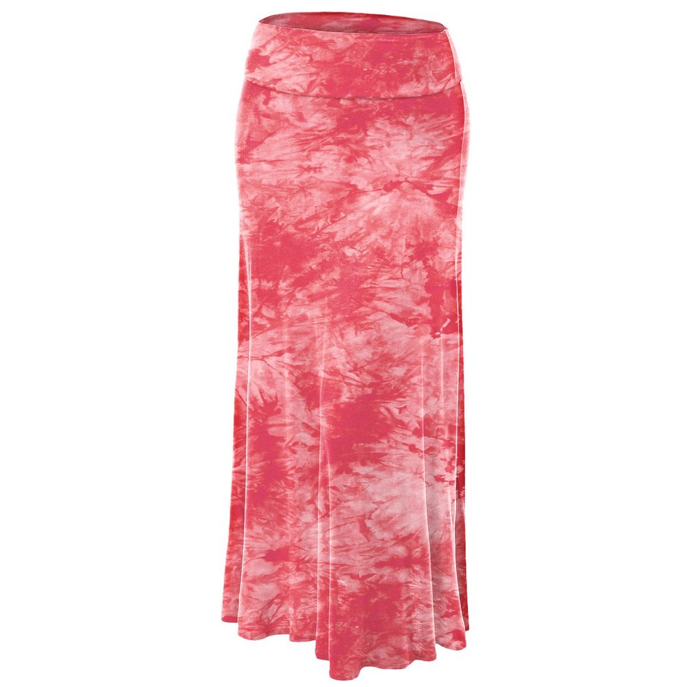 Made By Johnny WB1058 Womens Tie Dye Fold Over Maxi Skirt XXL Coral