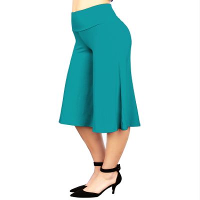 Lock and Love WB876 Womens Knit Culottes Pants XXXXXL Jade