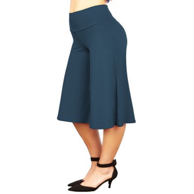 Lock and Love WB876 Womens Knit Culottes Pants XXXXXL Teal