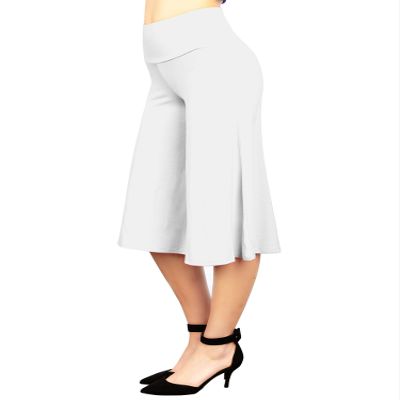 WB876 Womens Knit Culottes Pants XXXXL WHITE