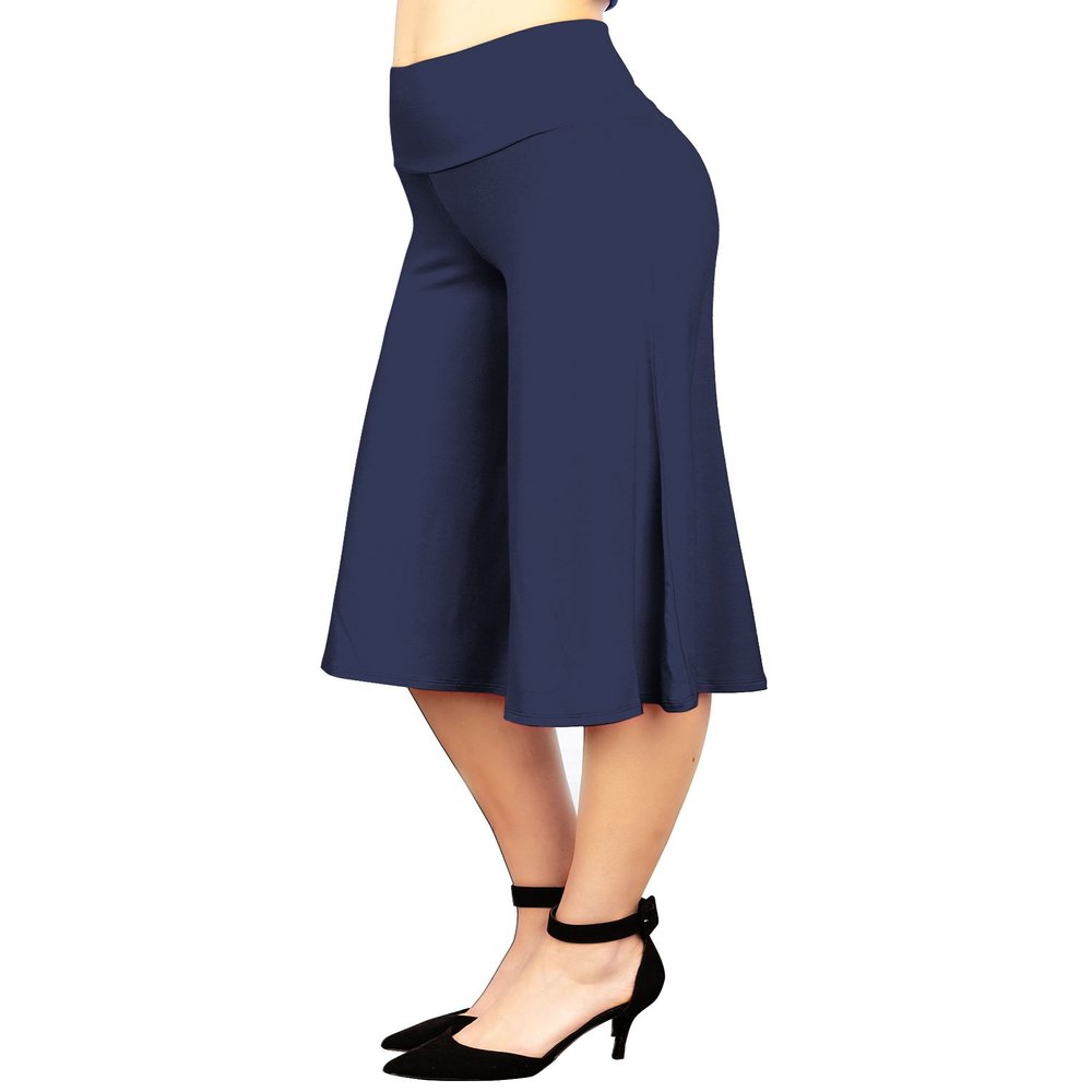 WB876 Womens Knit Culottes Pants XXXXL NAVY