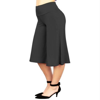 WB876 Womens Knit Culottes Pants XXXXL BLACK