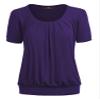 WT1175 Womens Scoop Neck Short Sleeve Front Pleated Tunic L Purple view 2
