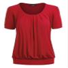 WT1175 Womens Scoop Neck Short Sleeve Front Pleated Tunic L RED view 2