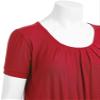 WT1175 Womens Scoop Neck Short Sleeve Front Pleated Tunic L RED view 4