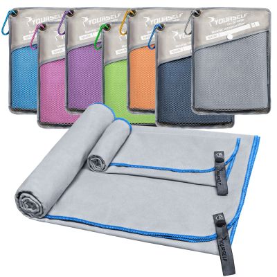 SYOURSELF 2 Pack Microfiber Camping Towel, Quick Dry Towel, Soft Absorbent Compact Travel Gym Workout Sweat Towel for Beach Yoga Swim Travel Camping Hiking Backpack Essentials (L:60"x30"+12"x24")