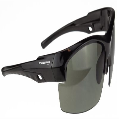 Crossfire Firestreak Safety Glass, Shiny Black Frame, Smoke Lens
