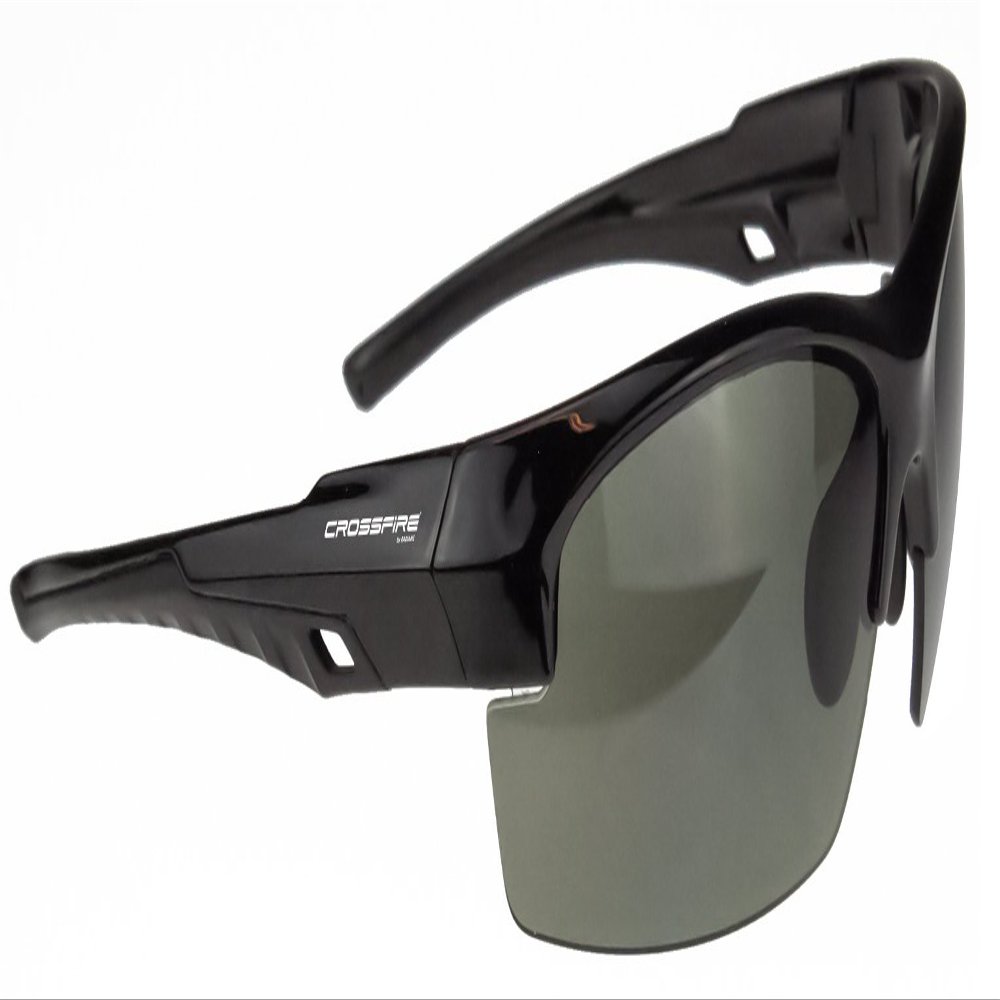 Crossfire Firestreak Safety Glass, Shiny Black Frame, Smoke Lens