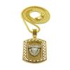NYFASHION101 Crown King Lion in Dog Tag Pendant with Box Chain Necklace - 30" Silver-Tone Lion view 1