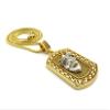 NYFASHION101 Crown King Lion in Dog Tag Pendant with Box Chain Necklace - 30" Silver-Tone Lion view 4