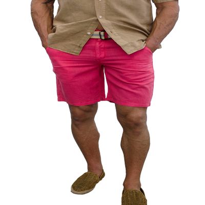 short fin Linen Short W/Belt (Coral, Size 34, L8004)